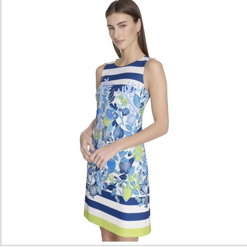 NWT Eliza J sleeveless lemons and seashells dress sz 10